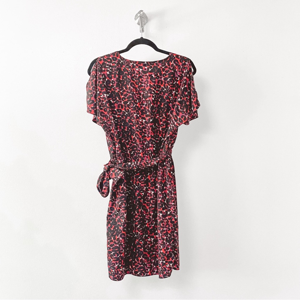 Seamline Cynthia Steffe Faux Wrap Animal Print Holiday Casual Chic Mini Dress - Picture 2 of 8